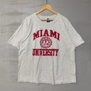 Vintage Miami University Champion 90s Grey Boxy Tee Shirt Xl‎